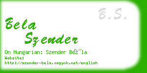 bela szender business card